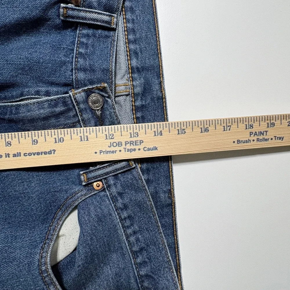 Levis 505 Regular Fit Straight Leg Blue Denim Jeans Mens 38x32 Medium Wash - Picture 10 of 14